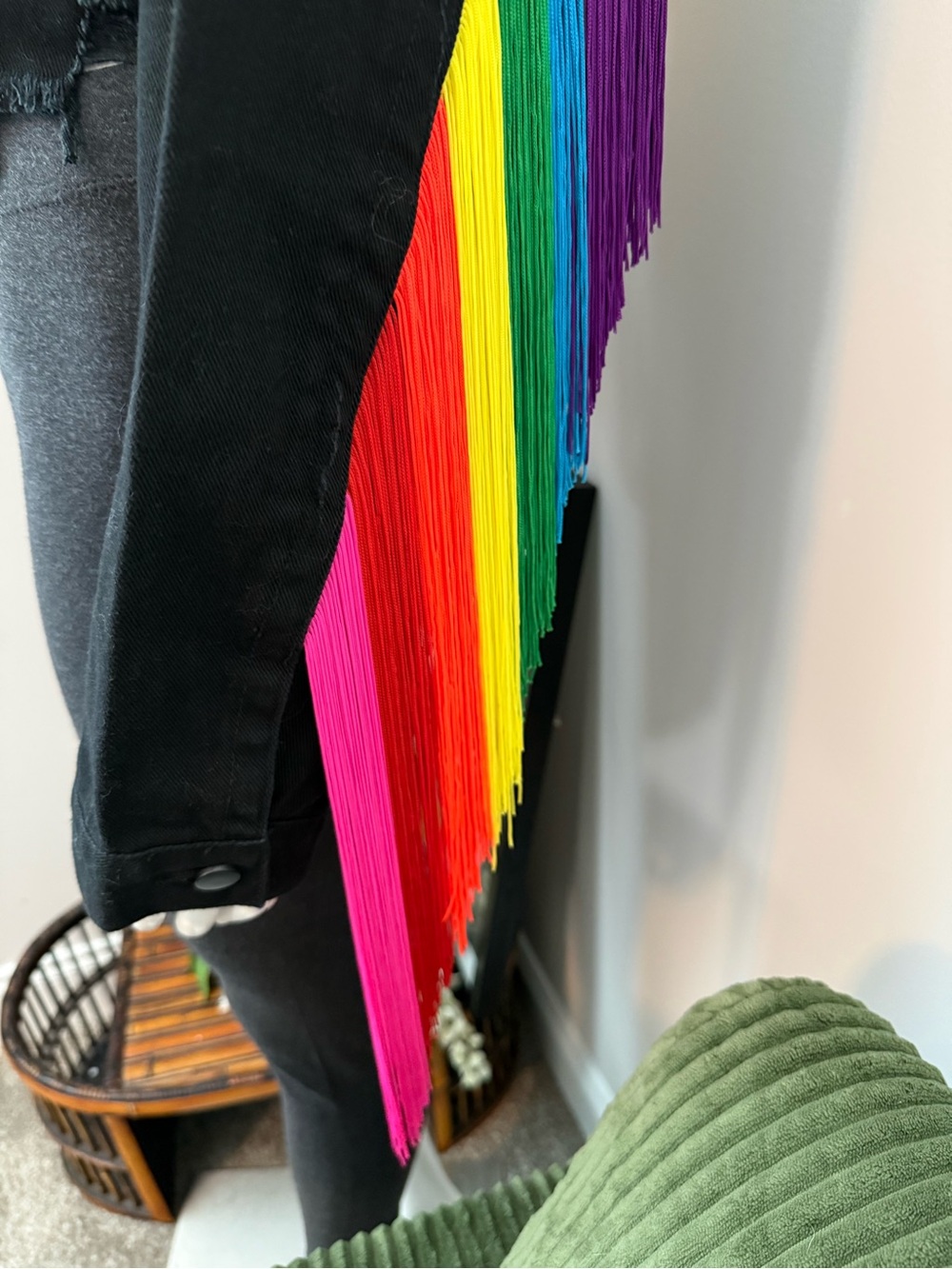 Club Exx Rainbow Fringe Denim Jacket Dolls Kill NWT Size XL - Picture 6 of 15